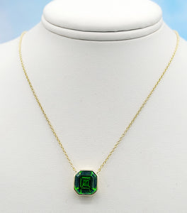 Moss Green Asscher Necklace - Chloe & Lois