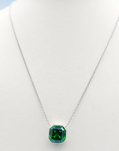 Moss Green Asscher Necklace - Chloe & Lois