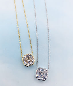 Clear Asscher Necklace - Chloe & Lois