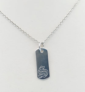 Custom "S" Old English Dog Tag Necklace