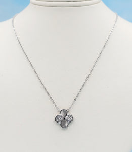 Diamond Cut Clover Necklace - Sterling Silver