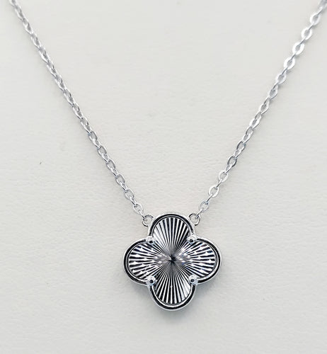 Diamond Cut Clover Necklace - Sterling Silver