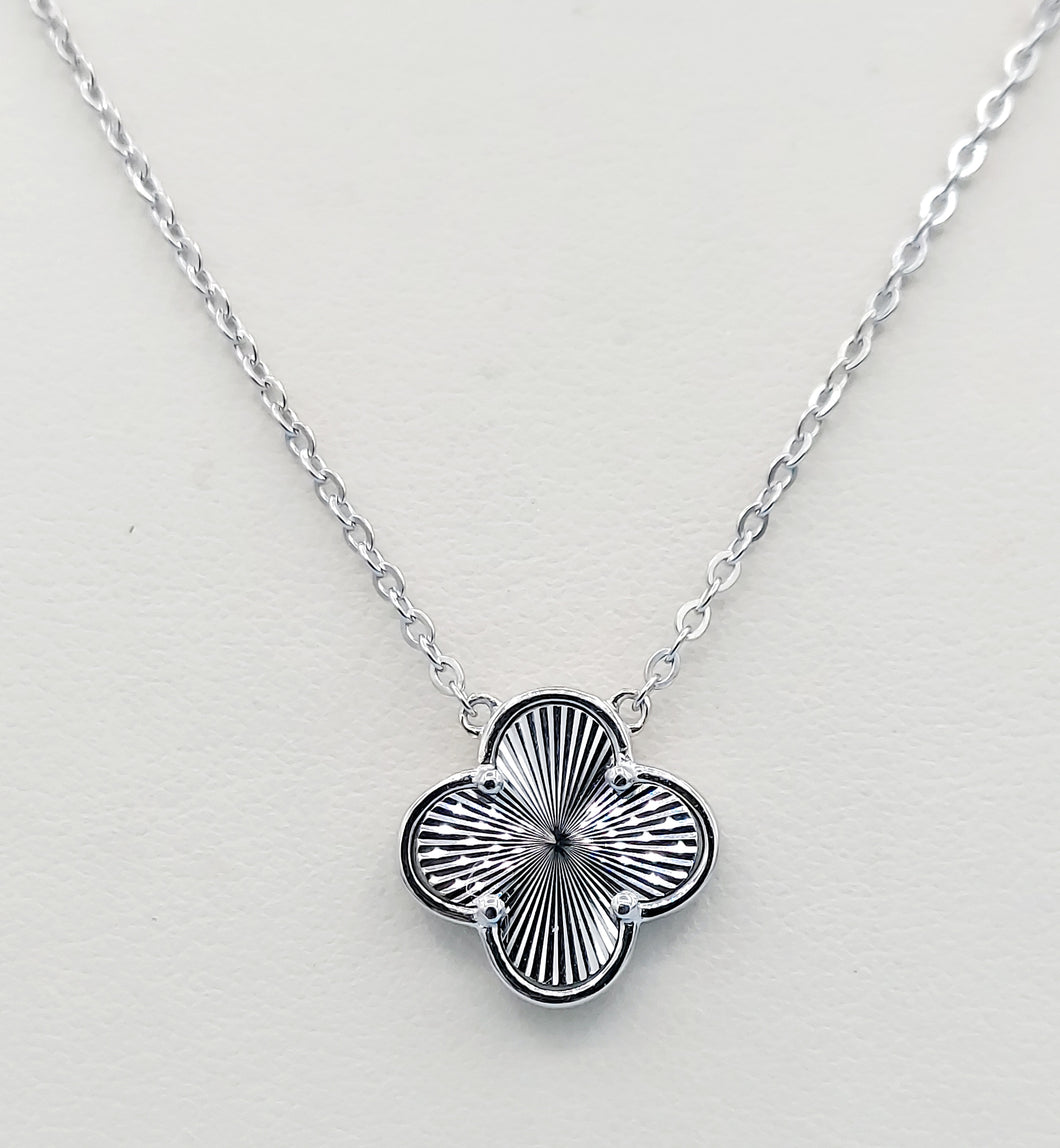 Diamond Cut Clover Necklace - Sterling Silver