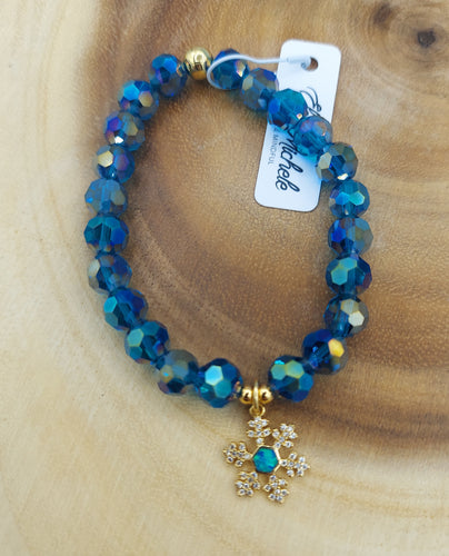 Opal Snowflake on Mystic Blue Crystal Bracelet - Elena Michele & Marie's Exclusive