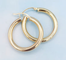 Load image into Gallery viewer, 1" Thick Polished Gold Hoops - 14K Yellow Gold