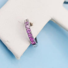 Load image into Gallery viewer, Pink Sapphire Huggie Hoop Earrings - 14k White Gold