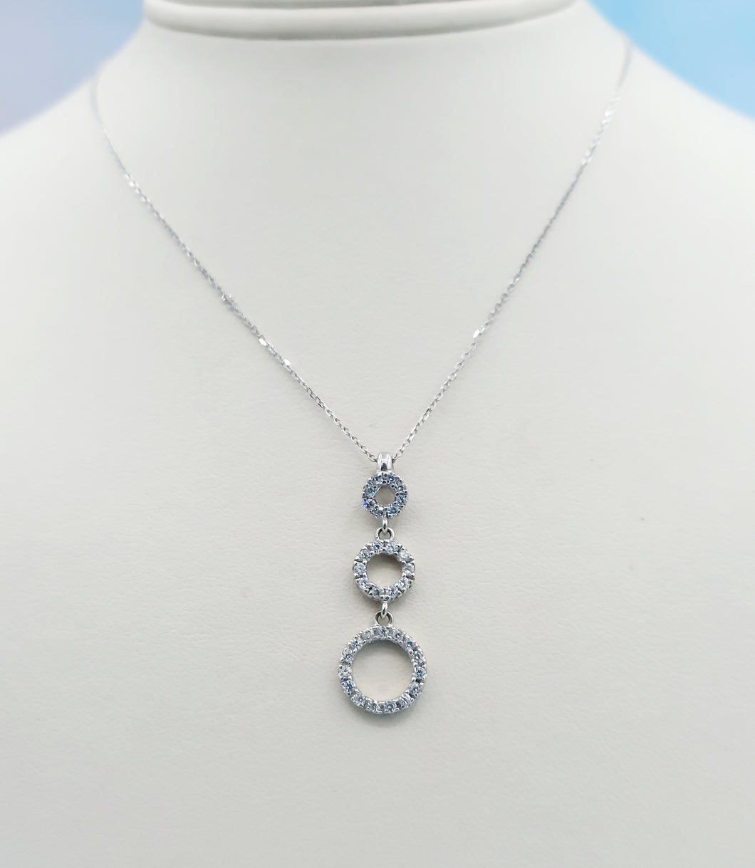 Diamond Past Present Future Necklace - 14K White Gold