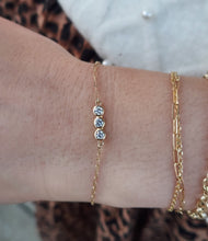 Load image into Gallery viewer, Three Bezel Diamonds on Dainty Gold Bracelet