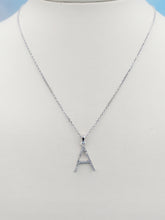 Load image into Gallery viewer, Diamond "A" Necklace - 14K White Gold