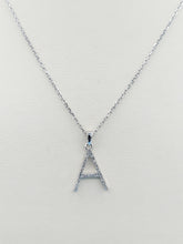 Load image into Gallery viewer, Diamond "A" Necklace - 14K White Gold