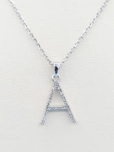 Load image into Gallery viewer, Diamond "A" Necklace - 14K White Gold