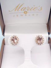 Load image into Gallery viewer, Morganite &amp; Diamond  Halo Stud Earrings - 14K Rose Gold