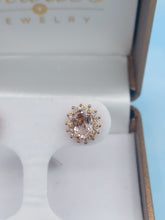Load image into Gallery viewer, Morganite &amp; Diamond  Halo Stud Earrings - 14K Rose Gold