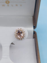 Load image into Gallery viewer, Morganite &amp; Diamond  Halo Stud Earrings - 14K Rose Gold