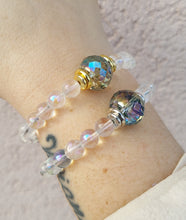 Load image into Gallery viewer, Multicolor Faceted Crystal on Angel Aura Quartz - Stash Beaded Bracelet