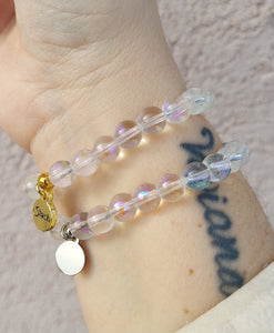 Multicolor Faceted Crystal on Angel Aura Quartz - Stash Beaded Bracelet