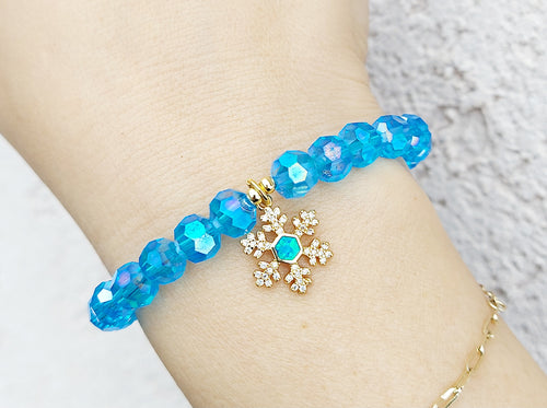 Opal Snowflake on Mystic Light Blue Crystal Bracelet - Elena Michele & Marie's Exclusive