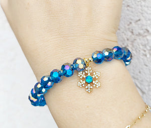 Opal Snowflake on Mystic Blue Crystal Bracelet - Elena Michele & Marie's Exclusive