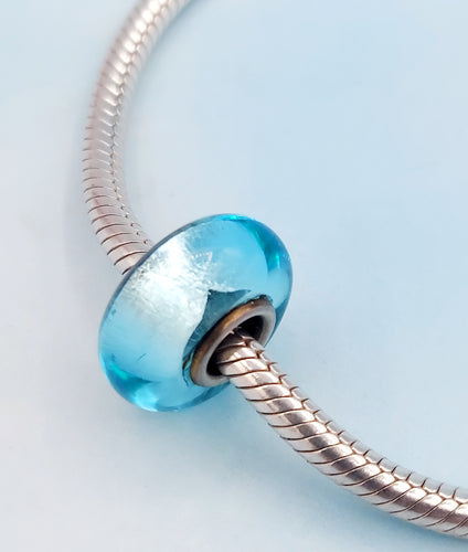 Aqua Foil Murano Glass Bead - Chamilia