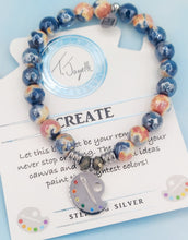 Load image into Gallery viewer, "Create" Painters Pallet Silver Charm Bracelet - TJazelle