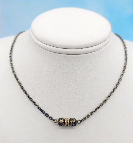 18 Inch Sparkler Brass Necklace - Lenny and Eva