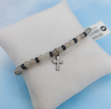 Load image into Gallery viewer, Cross Gray Stretch Bracelet - Chavez for Charity