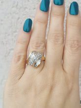 Load image into Gallery viewer, Cocktail Twist Diamond Ring with Baguette &amp; Round Diamonds - 14K Yellow Gold - Estate