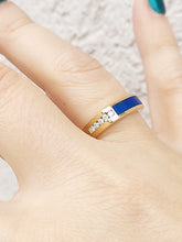 Load image into Gallery viewer, Lapis and Diamond Ring - 14K Yellow Gold - Estate