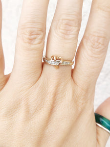 Diamond with Heart Ring - 10K White & Rose Gold