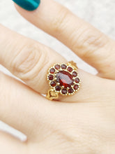 Load image into Gallery viewer, Vintage Oval Garnet Ring - 14K Yellow Gold - Estate