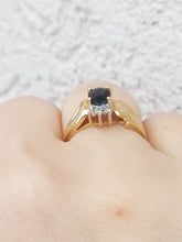 Load image into Gallery viewer, Oval Sapphire &amp; Diamond Ring - 14K Yellow Gold - Estate