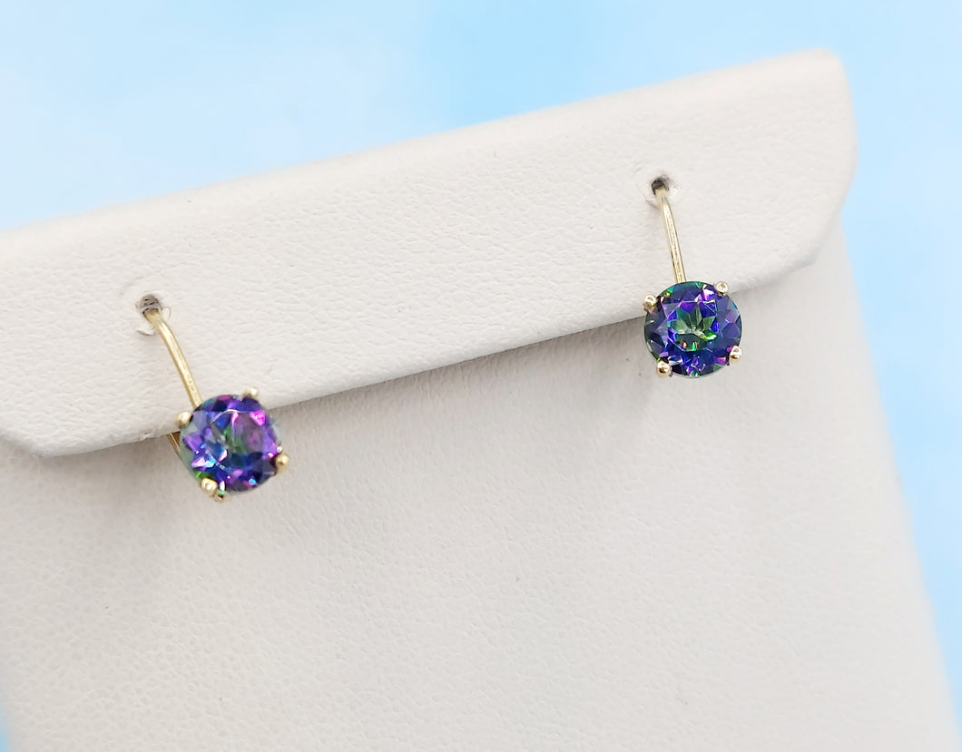 Mystic Topaz Leverback Earrings - 14K Yellow Gold