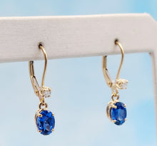 Load image into Gallery viewer, Tanzanite &amp; Diamond Leverback Earrings - 14K Yellow Gold