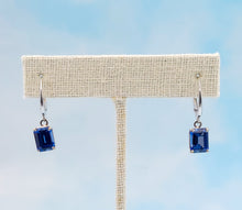 Load image into Gallery viewer, Emerald Cut Tanzanite Lever back Earrings - 14K White Gold