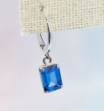 Load image into Gallery viewer, Emerald Cut Tanzanite Lever back Earrings - 14K White Gold