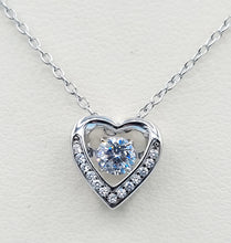 Load image into Gallery viewer, "Dancing Diamond" Cubic Heart Necklace - Sterling Silver