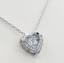 Load image into Gallery viewer, "Dancing Diamond" Cubic Heart Necklace - Sterling Silver