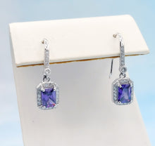 Load image into Gallery viewer, Synthetic Amethyst Dangle Earrings with French Hook - Sterling Silver