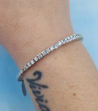 Load image into Gallery viewer, Cubic Zirconia Cuff bangle bracelet - Sterling Silver