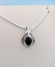 Load image into Gallery viewer, Sapphire &amp; Diamond Pendant - 10K White Gold