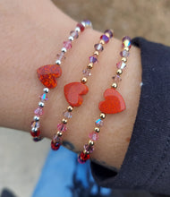 Load image into Gallery viewer, Red Opal Heart Valentine&#39;s Bracelet - Marie&#39;s Custom Our Whole Heart