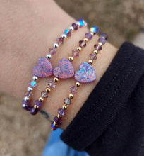 Load image into Gallery viewer, Purple Opal Heart Valentine's Bracelet - Marie's Custom Our Whole Heart