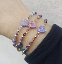 Load image into Gallery viewer, Purple Opal Heart Valentine's Bracelet - Marie's Custom Our Whole Heart