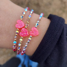 Load image into Gallery viewer, Bright Pink Opal Heart Valentine's Bracelet - Marie's Custom Our Whole Heart