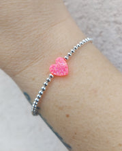 Load image into Gallery viewer, &quot;Bright Pink Opal Heart&quot; Beaded Bracelet- Our Whole Heart