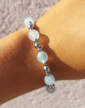 Load image into Gallery viewer, Aquamarine Silver Day By Day Beaded Bracelet - TJazelle