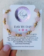 Load image into Gallery viewer, Rose Quartz Gold Day By Day Beaded Bracelet - TJazelle