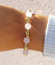 Load image into Gallery viewer, Rose Quartz Gold Day By Day Beaded Bracelet - TJazelle