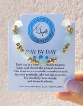 Load image into Gallery viewer, Aquamarine &amp; Gold Day By Day Beaded Bracelet - TJazelle