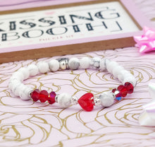 Load image into Gallery viewer, Red Crystal Heart on Howlite Beaded Bracelet- Stash